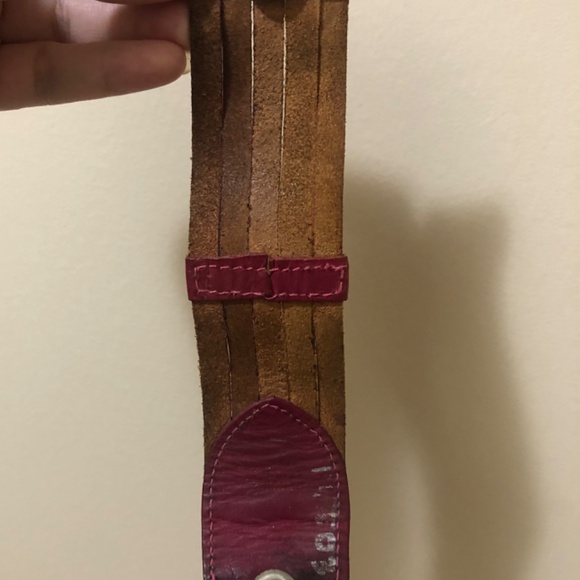 Multicolour red brown leather cuff bracelet with snap closure - Picture 3 of 3